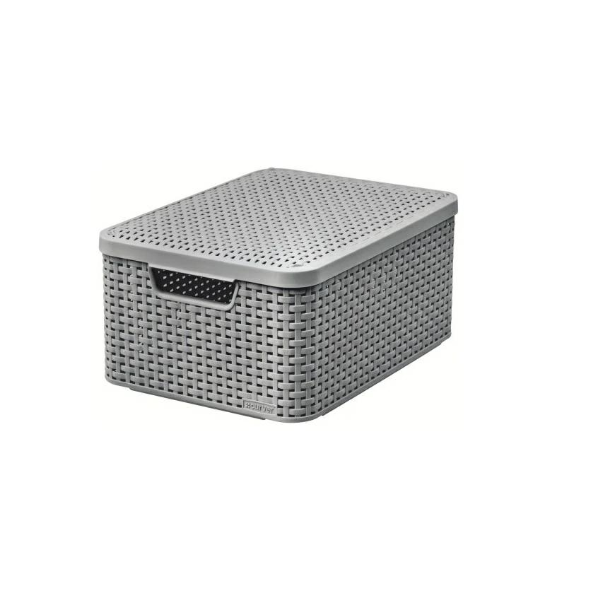 Curver Rattan Style M kosár Fedővel Világosszürke (253004)