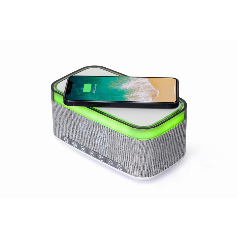 Gembird DAC-SPKBT-QC15-GR Vezeték nélküli Töltő + Digitális óra 15W - Szürke (DAC-SPKBT-QC15-GR)