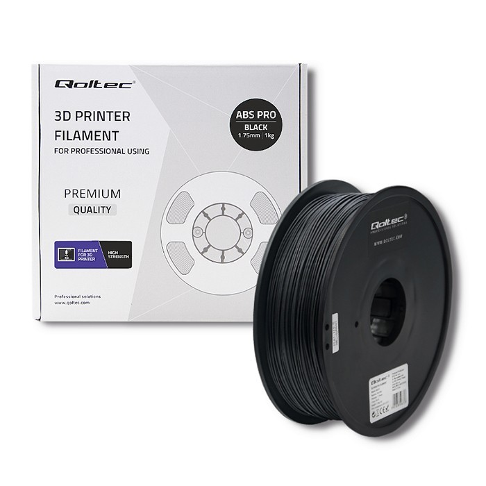 Qoltec 50677 Filament ABS PRO 1.75mm 1kg - Fekete (50677)