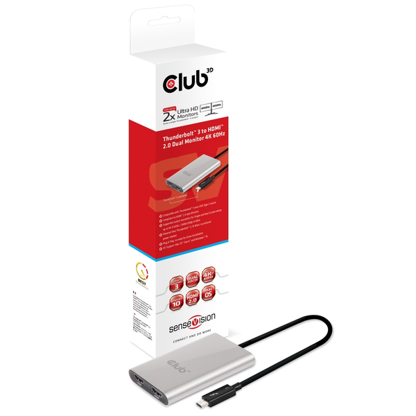 CLUB3D CSV-1574 video-splitter USB Type-C 2x HDMI