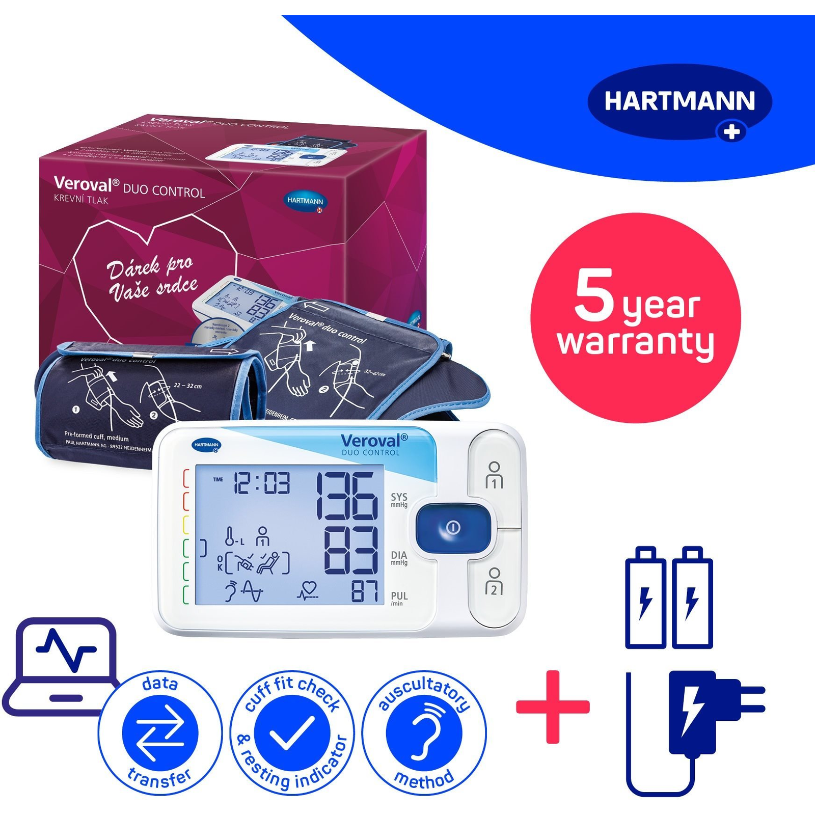 HARTMANN Veroval Duo Control, Bluetooth - ajándékcsomag (7034940)