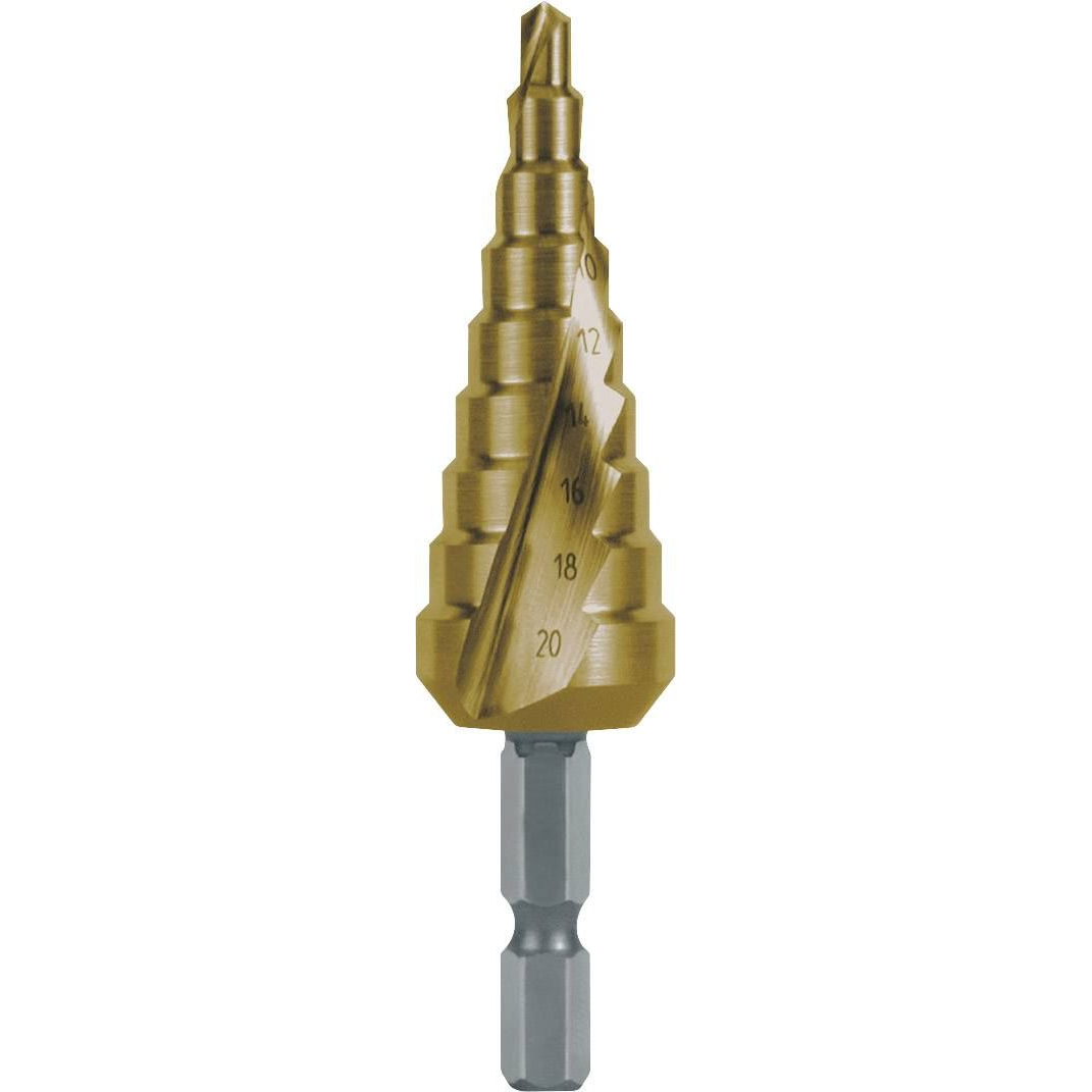 RUKO 101051TH HSS fokozatfúró 4 - 20 mm, teljes hossz 81 mm, TiN (101051TH)