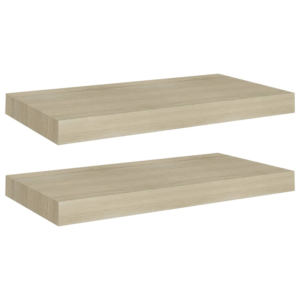 2 db tölgyszínű MDF lebegő fali polc 50 x 23 x 3,8 cm (323872)