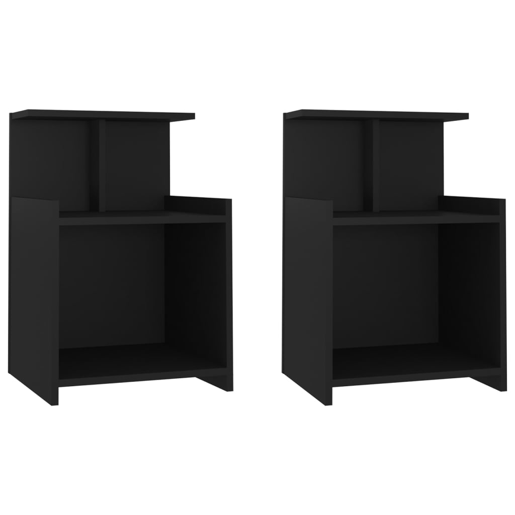 2 db fekete forgácslap éjjeliszekrény 40 x 35 x 60 cm (806178)