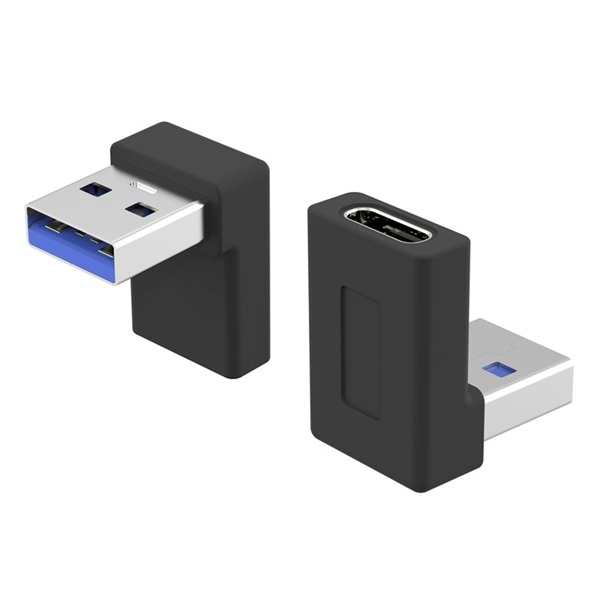 PREMIUMCORD Adapter, 90 fokos, USB-A - USB-C, M/F, fekete (KUR31-27)