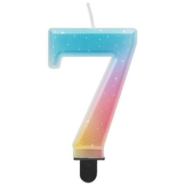 Godan Beauty and Charm: Szivárvány színű pasztell számgyertya - 7 (SF-OPA7) (SF-OPA7)