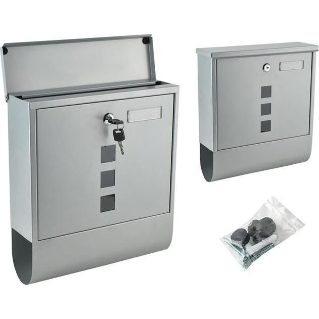 Fém Postaláda - Levélszekrény Újságtartóval, Vízálló, Betekintőablakkal, Ezüstszürke (364808-uniw)