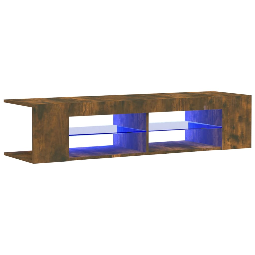 füstös tölgyszínű TV-szekrény LED-világítással 135 x 39 x 30 cm (815693)