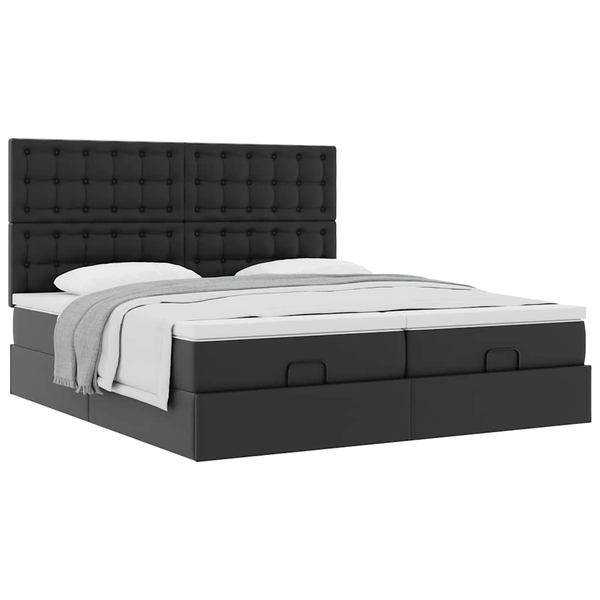 Cadru de pat otoman saltele Negru 180x200cm piele artificială