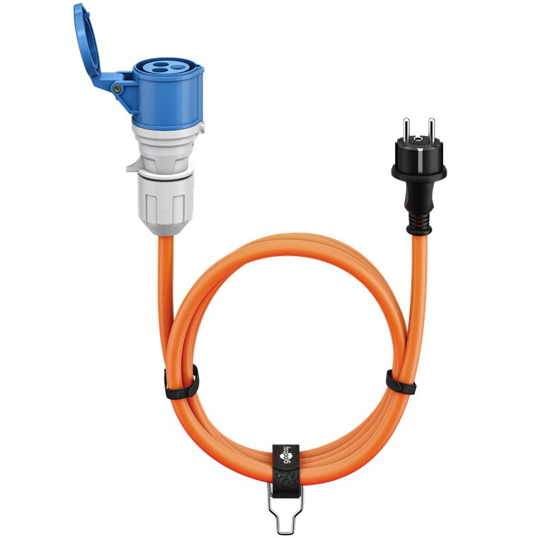 Goobay 76219 Type-E/F - CEE 7/7 Kemping Adapterkábel 5m - Narancssárga (76219)