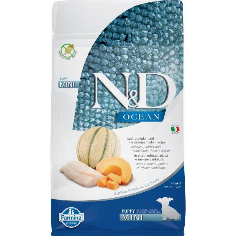 N&D Ocean Dog Tőkehal,sütőtök & Sárgadinnye Puppy Mini 800g (103707)