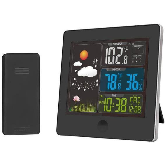Solight Időjárás állomás, színes LCD, hőmérséklet, páratartalom, RCC, fekete (TE80)