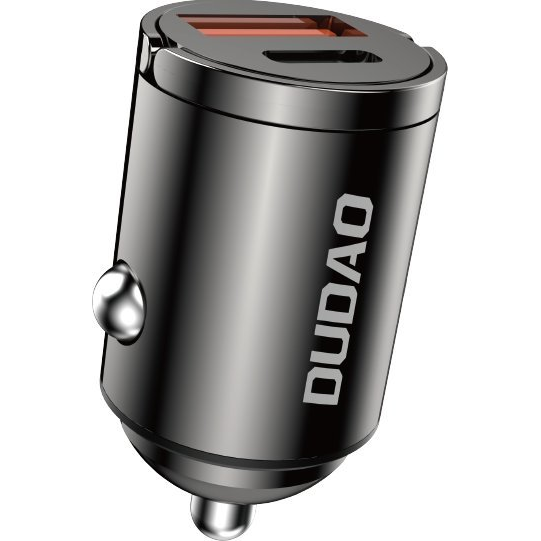 Ładowarka Dudao Mini ładowarka samochodowa do gniazda zapalniczki 48W QC PD czarna Mini ładowarka samochodowa do gniazda zapalniczki 48W QC PD czarna