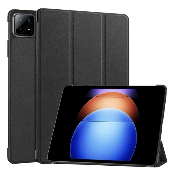 gigapack Tok álló, bőr hatású (aktív FLIP, oldalra nyíló, TRIFOLD, asztali tartó) FEKETE Xiaomi Pad 6S Pro " csomagolás" (GP-157490)