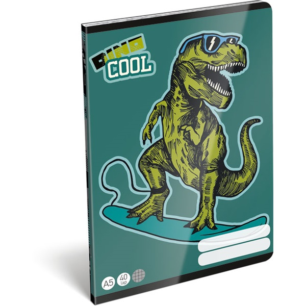 Lizzy Dino Cool 22969299 FSC A5 40 lapos tűzött kockás füzet (18903)