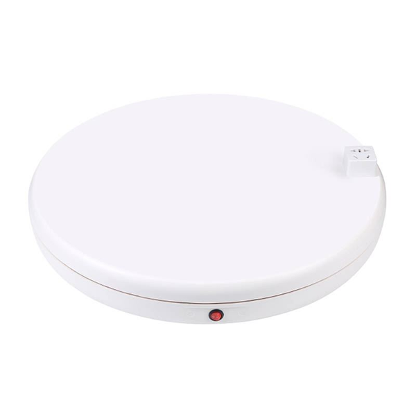 Suport rotativ 360 electronic PU3148EU Puluz pentru poze, filmulete sau expunere produse, Diametru 45 cm, Greutate maxima 100 kg, cu priza incorporata, telecomanda inclusa, Alb