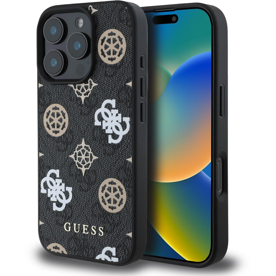 Guess PU 4G Peony MagSafe iPhone 16 Pro Max Black tok (GUHMP16XP4PWPK)