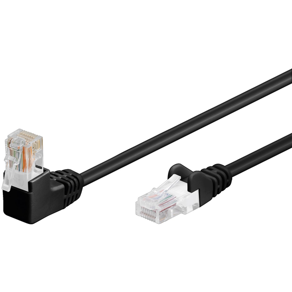 Goobay 94171 90° UTP CAT5e Patch kábel 1m - Fekete