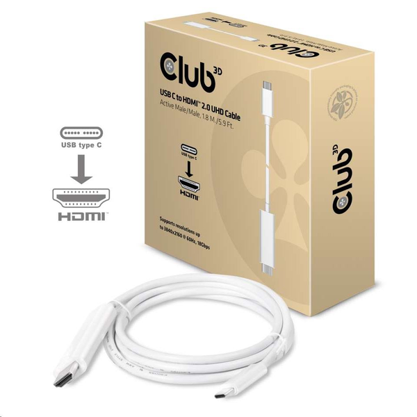 CLUB3D CAC-1514 tussenstuk voor kabels HDMI 2.0 Wit