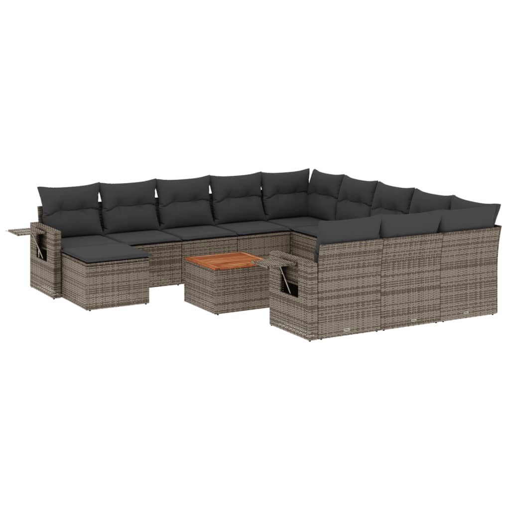 13 részes szürke polyrattan kerti ülőgarnitúra párnákkal (3224870)