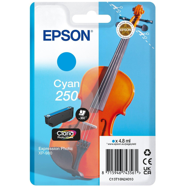 Epson 250 Violin Claria Photo HD blækpatron 1 stk Original Blå