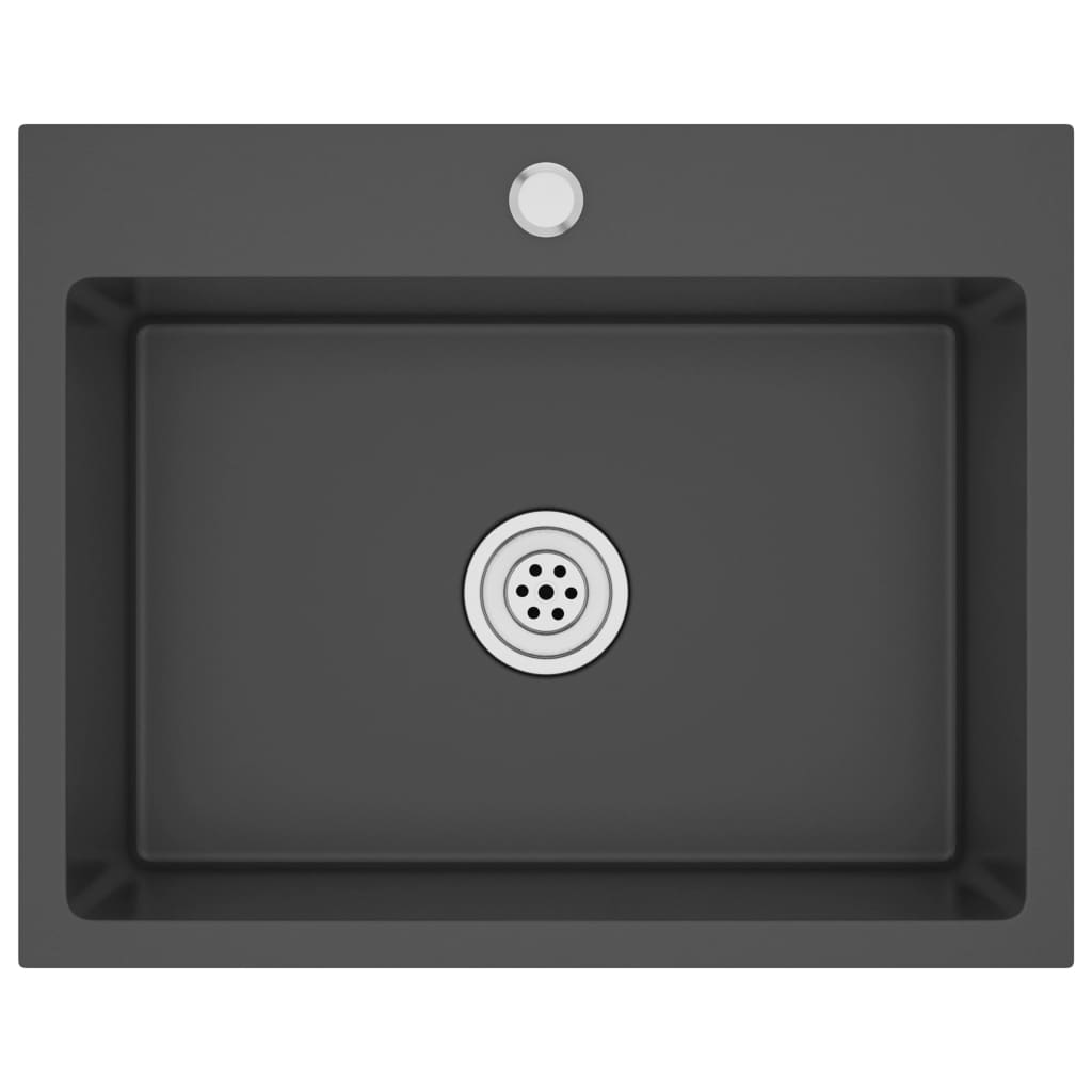 fekete kézzel készült rozsdamentes acél mosogató (51511)