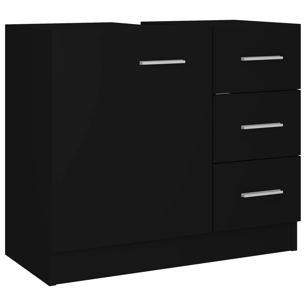 fekete forgácslap mosdószekrény 63 x 30 x 54 cm (804185)