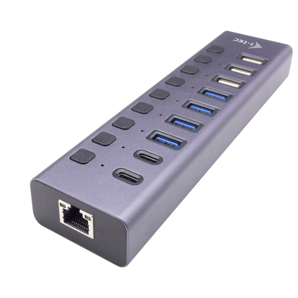 i-tec CACHARGEHUB9LAN interface hub USB 2.0 Type-C 5000 Mbit/s Grå