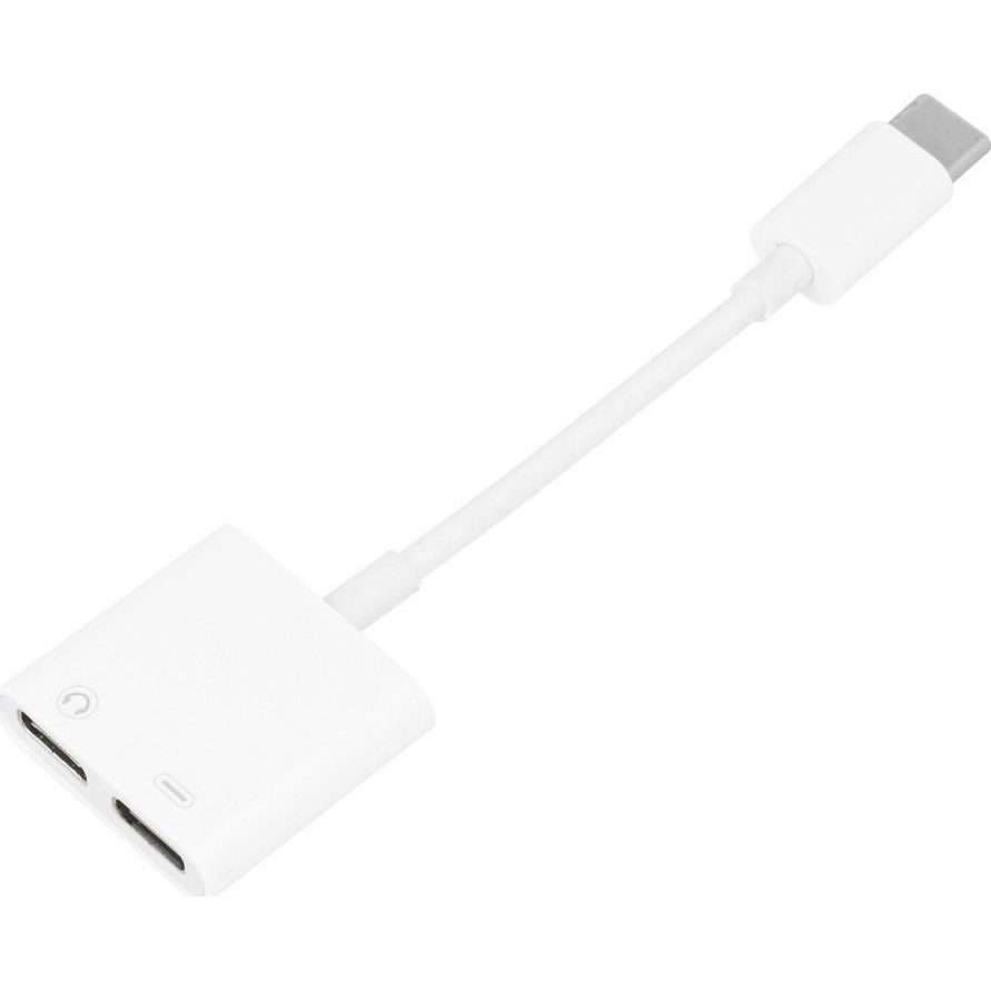 USB Type-C - 2x USB Type-C adapter egyidőben történő töltéshez és zenehallgatáshoz - fehér (PT-6276)
