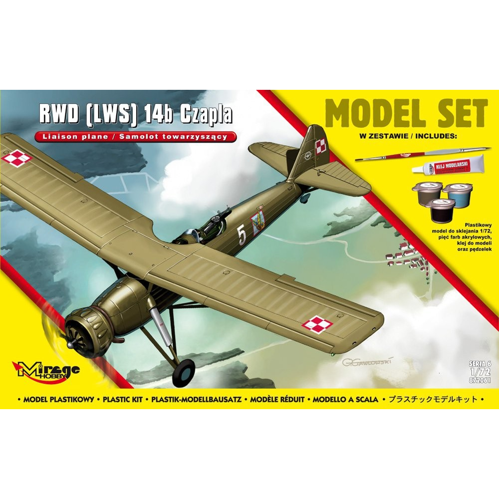Mirage Hobby RWD 14b Czapla repülőgép műanyag modell (1:72) (872061)