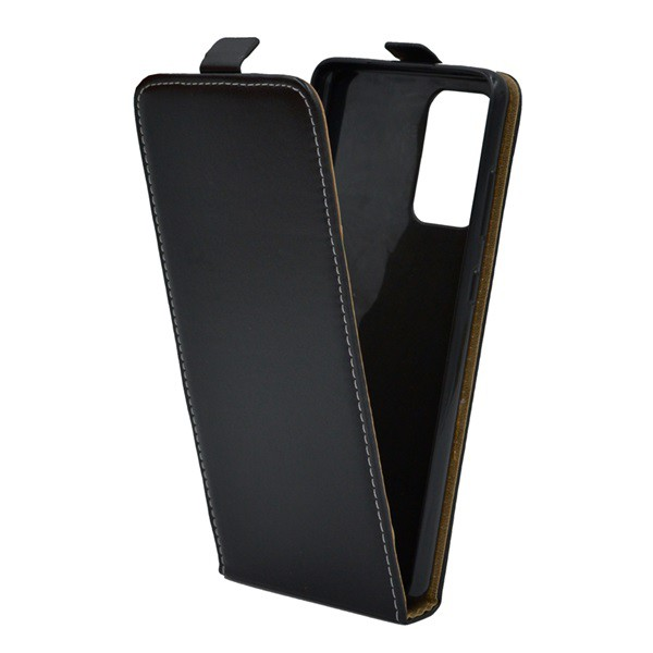 Tok álló, bőr hatású (FLIP, lefelé nyíló, szilikon tartó) FEKETE [Samsung Galaxy A72 5G (SM-A726F)] (5996591032207)