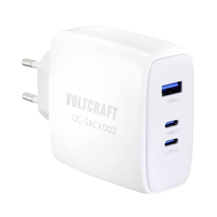 VOLTCRAFT 1xUSB-A + 2xUSB-C hálózati töltő adapter fehér (VC-12910570) (VC-12910570)