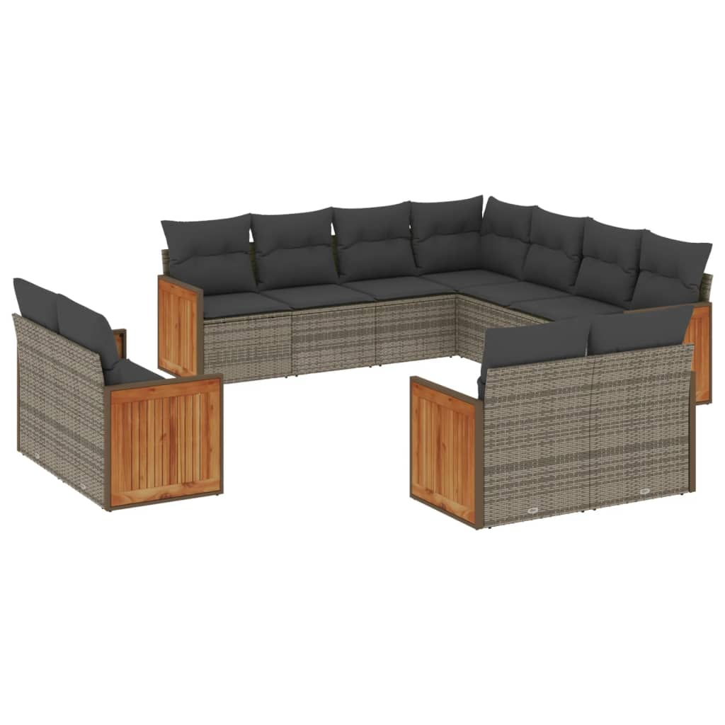 11 részes szürke polyrattan kerti ülőgarnitúra párnákkal (3260583)