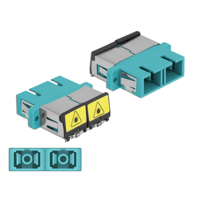 Delock SC optikai szálas csatlakozó Párosító lézervédő zárral / borítással Duplex anya - SC Duplex a (86895) (86895)
