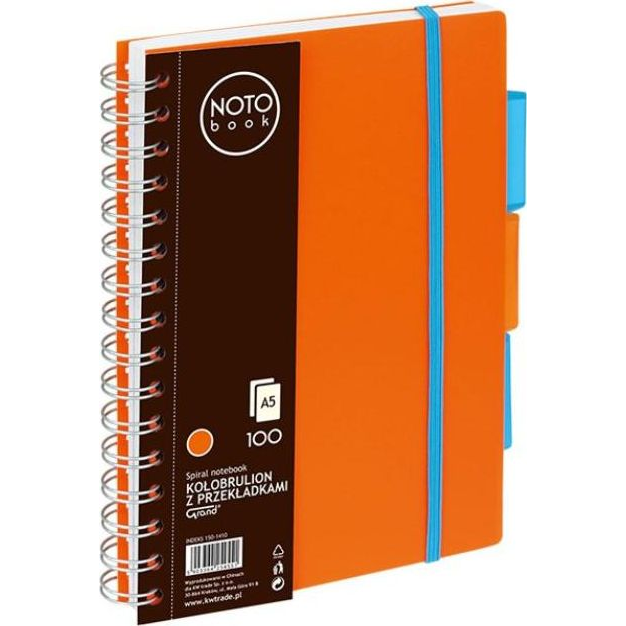 Spirálfüzet Regiszteres Grand A/5 Kockás 100 Lapos Narancs (325232)