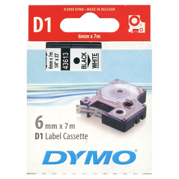 DYMO D1 Standard - Black on White - 6mm nastro per etichettatrice Nero su bianco