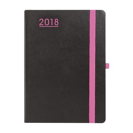 Календар, планер, B6, седмичен, TOPTIMER, "Nero", черно-розов