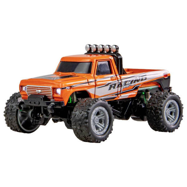 Amewi Narancs Brushed 1:64 RC modellautó Elektro Monstertruck 2WD RtR 2,4 GHz Fényeffekttel, Akkuval és töltőkábellel (22705)