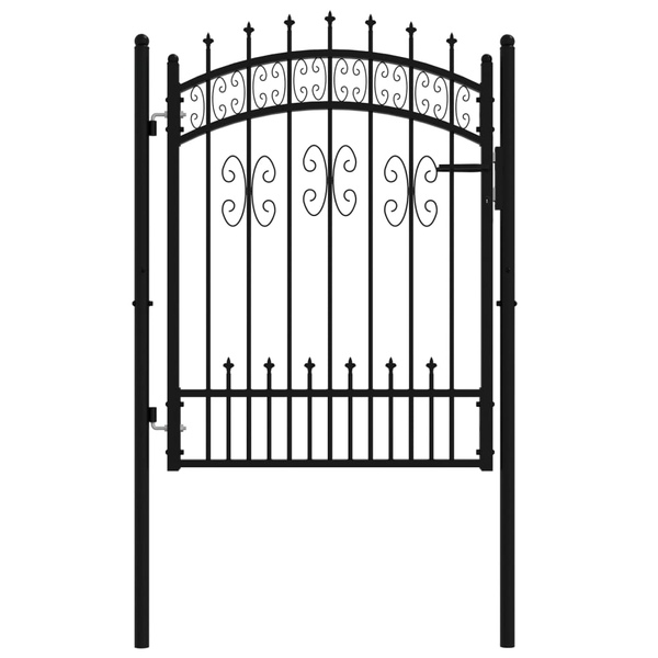 fekete porszórt acél kerítéskapu lándzsa hegyekkel 103 x 175 cm