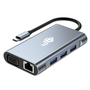 TB HUB Adaptér USB C 8v1 HDMIx2 USB VGA RJ45 PD