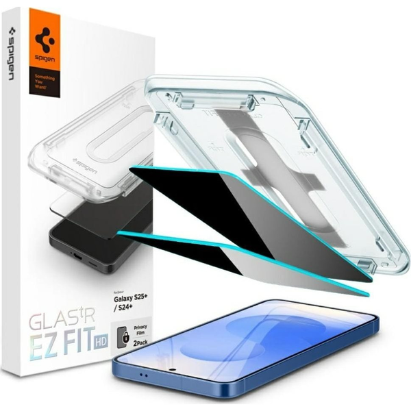 Комплект 2x стъкло за поверителност, Spigen Glas.tr EZ Fit Privacy 2-Pack за Samsung Galaxy S25 Plus / S24 Plus, Прозрачен