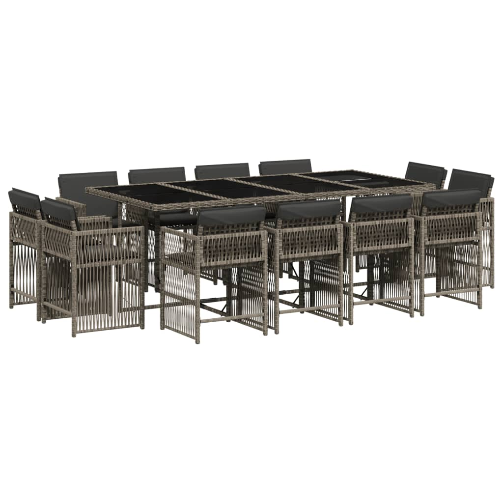 13 részes szürke polyrattan kerti ülőgarnitúra párnákkal (3211760)