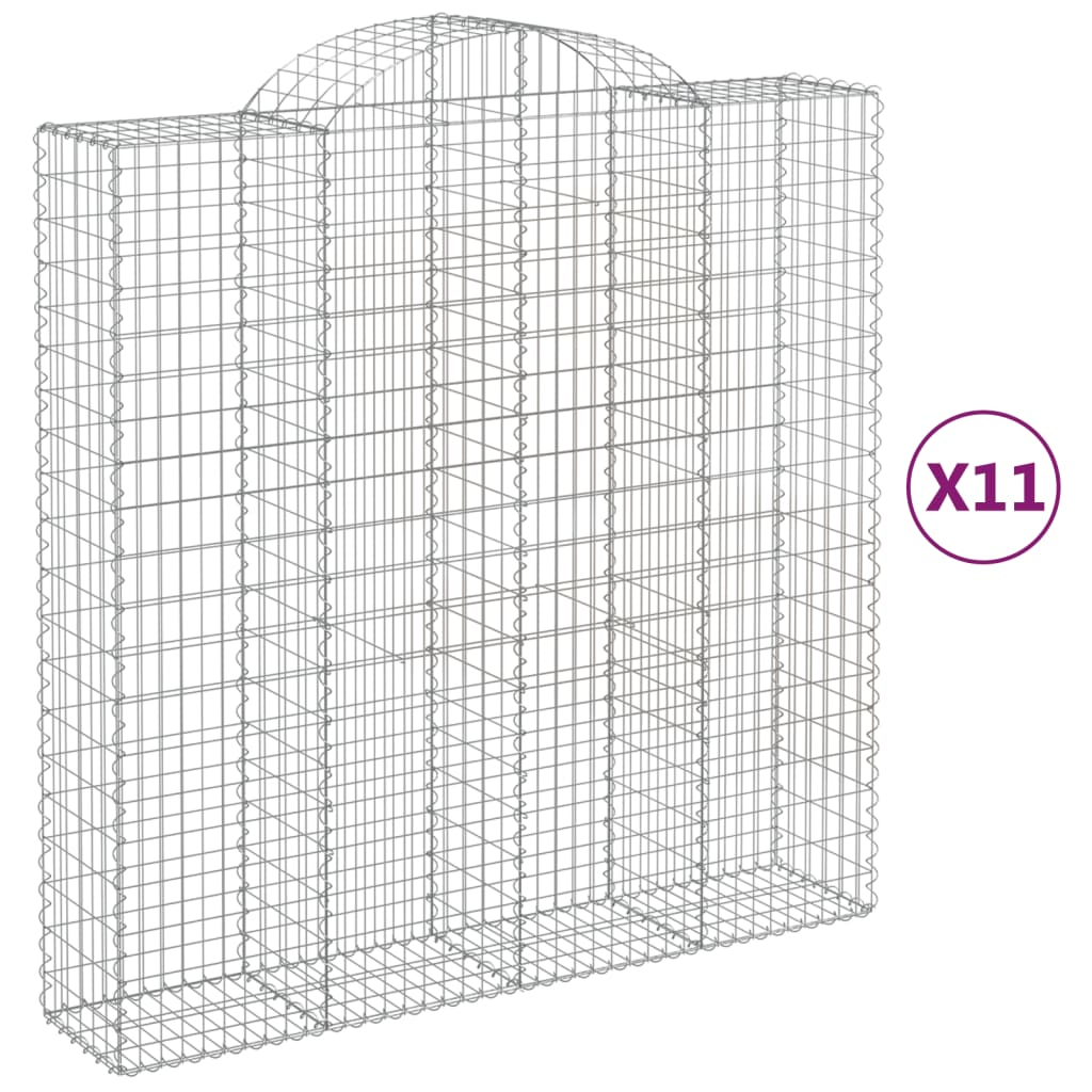 11 db íves horganyzott vas gabion kosár 200x50x200/220 cm (3146434)