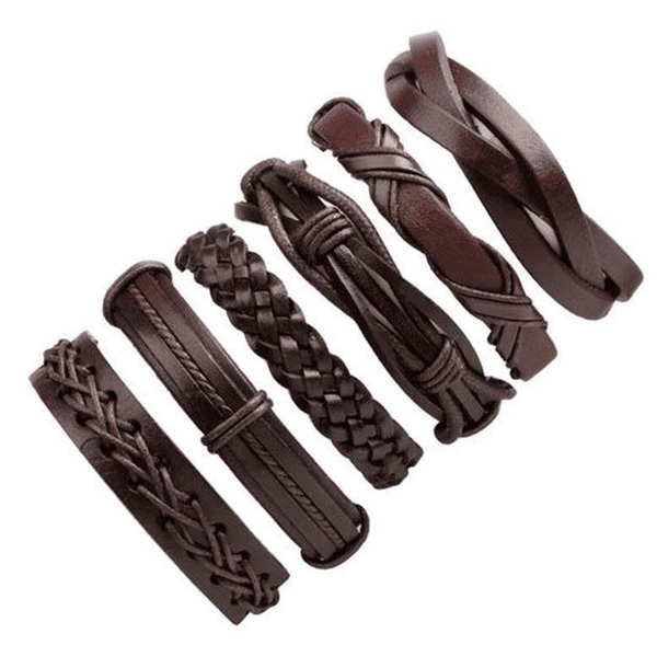 Predator bőr karkötő - 6 darabos készlet - H2354