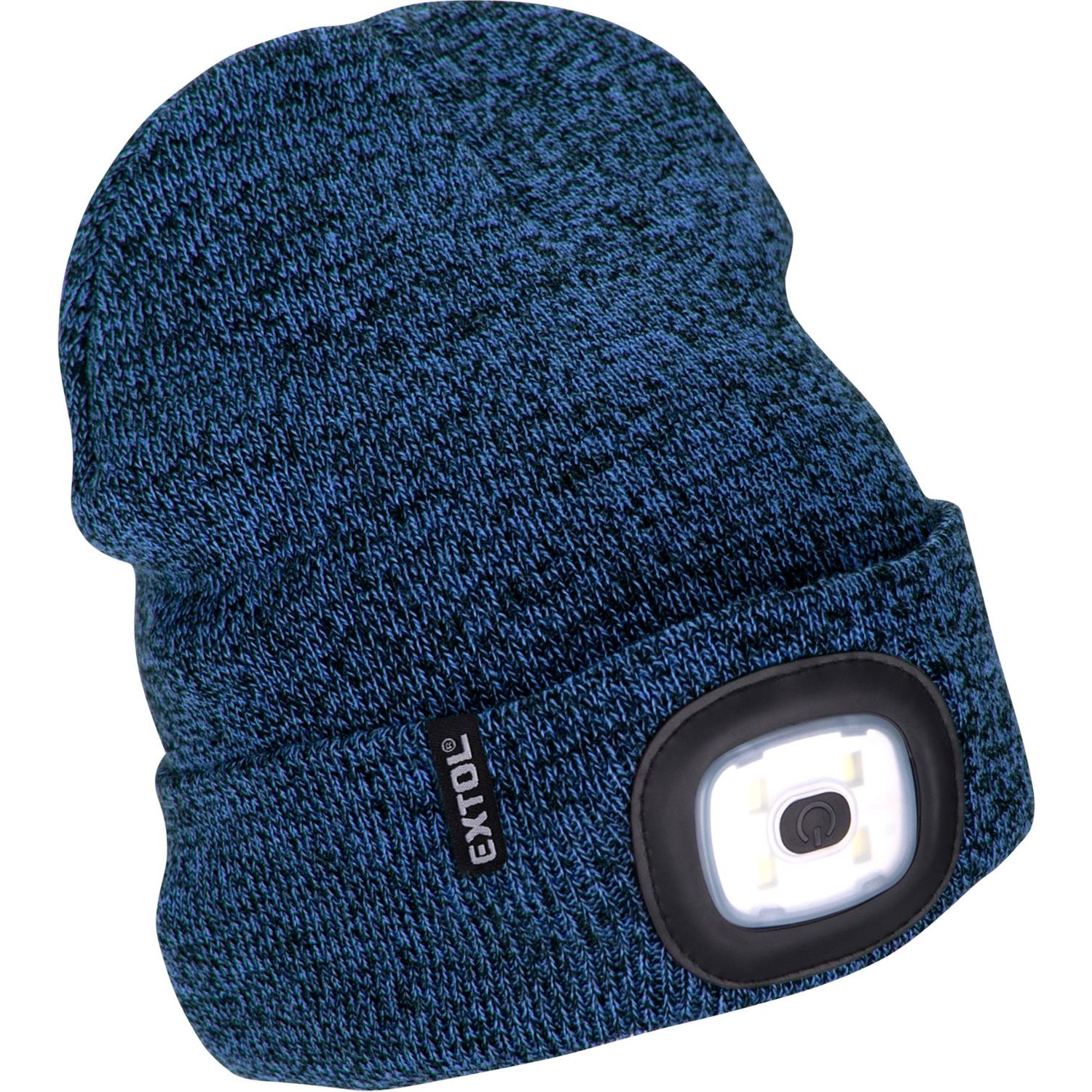EXTOL LIGHT Sapka fejlámpával, 4 × 45 lm, kék / fekete, UNI (43463)