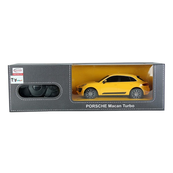 CAR WITH REMOTE CONTROL PORSCHE MACAN TURBO YELLOW WITH SCALE 1 TO 24