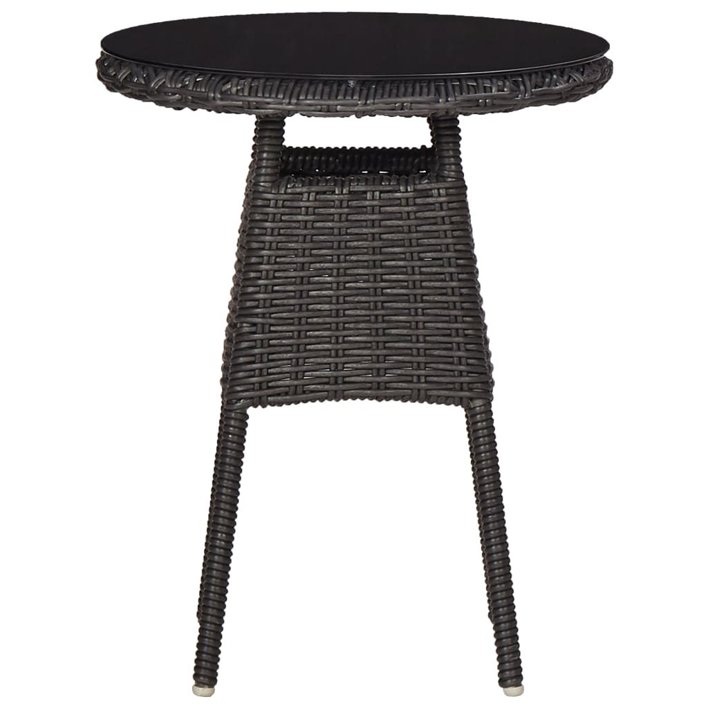 3 darabos fekete polyrattan kerti bisztrószett párnákkal (46549)