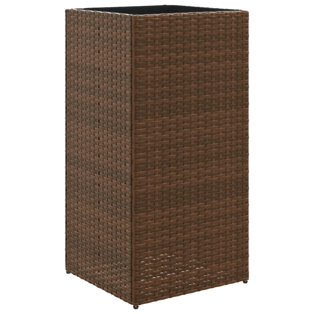 barna polyrattan kerti ültetőláda 40x40x80 cm (366414)