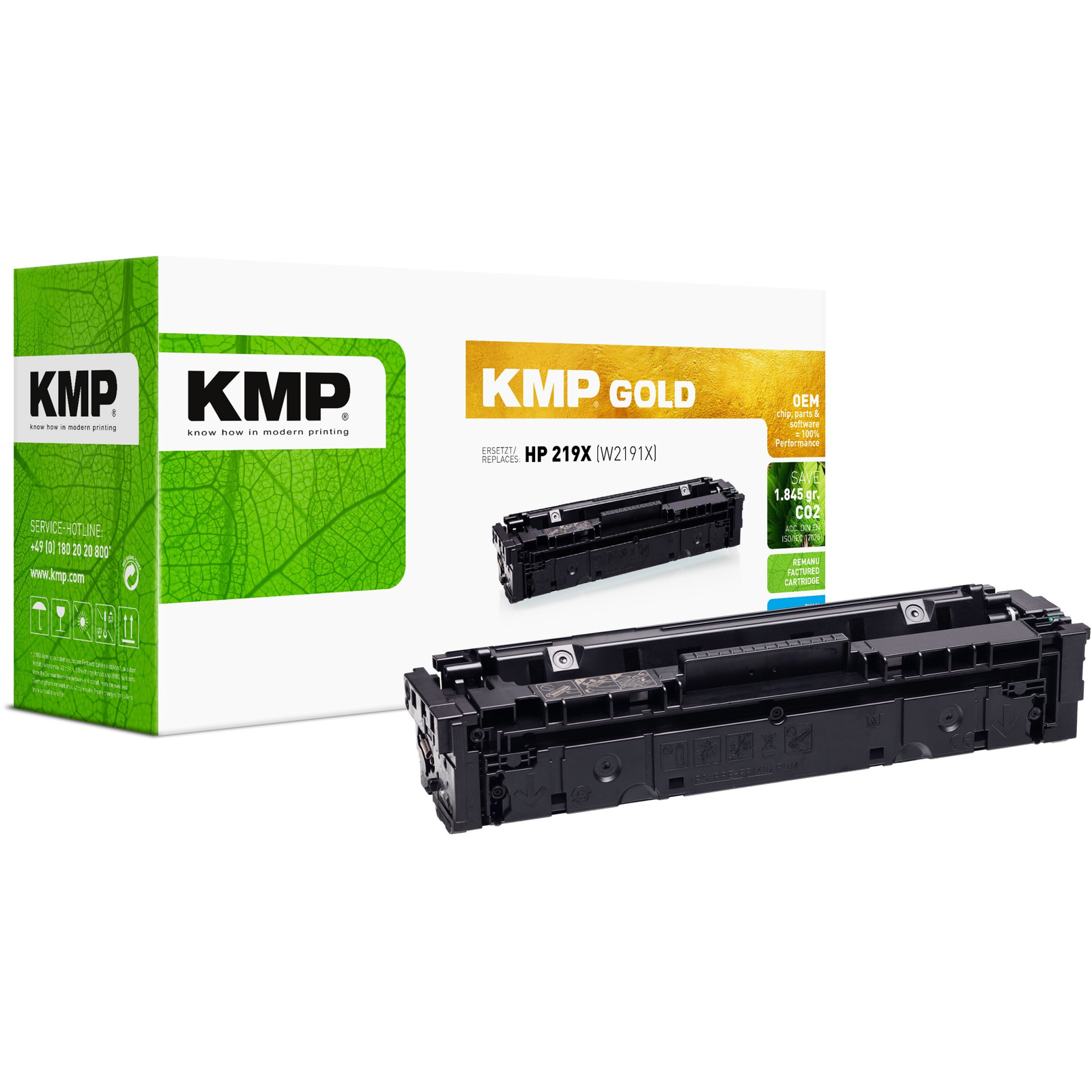 Съвместима тонер касета KMP за HP 219X W2191X, циан, 2500 страници