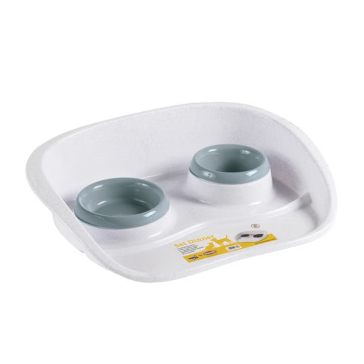 KERBL Double műanyag kisállat etető és itató tál 300 ml / 250 ml - Fehér